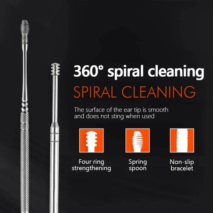 6Pcs/set ear cleaner Ear Wax Pickers Stainless Steel Earpick Wax Remover piercing kit earwax Curette Spoon Care Ear Clean Tools - Image 6