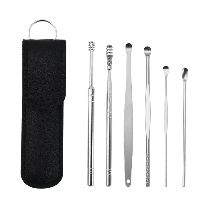 6Pcs/set ear cleaner Ear Wax Pickers Stainless Steel Earpick Wax Remover piercing kit earwax Curette Spoon Care Ear Clean Tools - Image 12