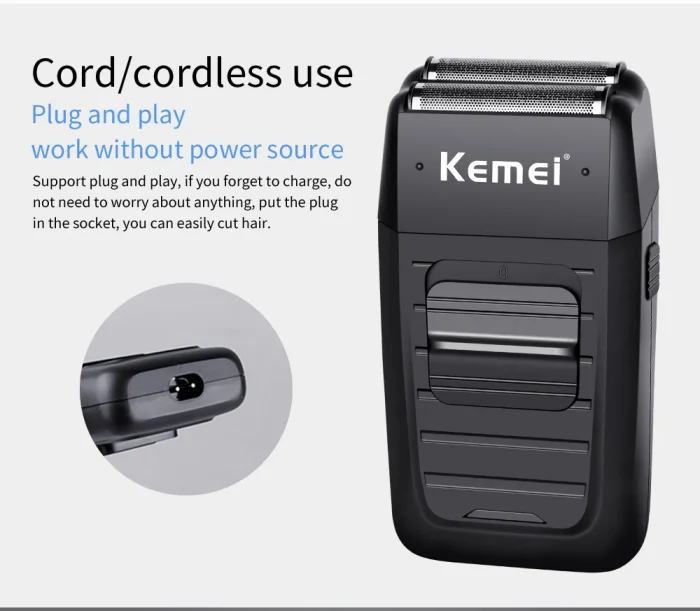Kemei Rechargeable Cordless Shaver for Men Twin Blade Reciprocating Beard Razor Face Care Multifunction Strong Trimmer KM-1102 - Image 14