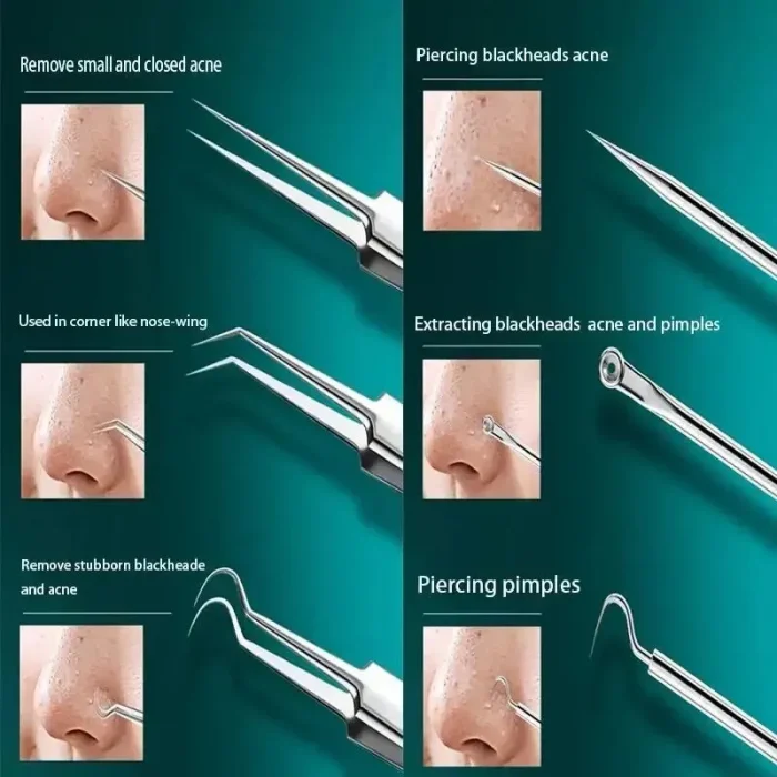 11Pcs Ingrown Hair Tweezers Acne Blackhead Removal Needles Black Dots Cleaner Pore Cleaner Deep Cleansing Face Skin Care Tools - Image 6