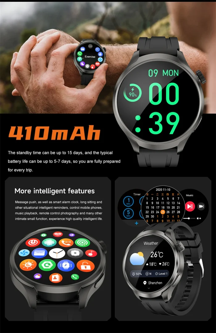New 1.85"AMOLED HD Smart Watch Men GPS Outdoor Sports Compass Waterproof Watches NFC Health Monitor Bluetooth Call Smartwatch - Image 30