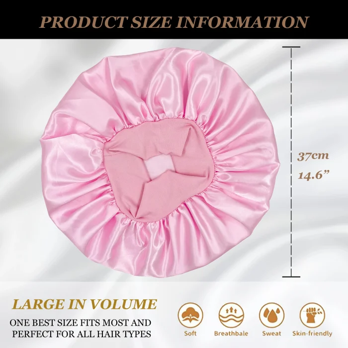 1pc Big Bonnets for Women Hair Care Large Satin Bonnet Silk Bonnet Hair Wrap for Sleeping Sleep Cap With Elastic Soft Band - Image 18