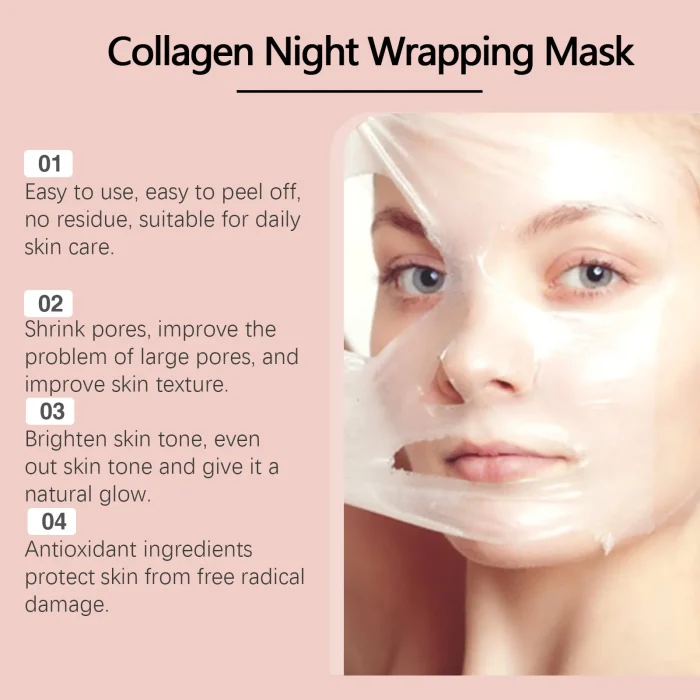 Collagen Overnight Wrapping Mask Fade Fine Lines Firming Deep Hydrating Replenishment Shrink Pores Brightening Korean Skin Care - Image 26