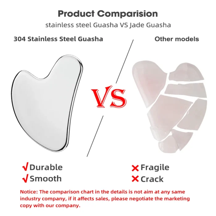 1pc Gua Sha Facial Tool Stainless Steel GuaSha Massage Tool Natural Universal Facial Silver Metal Gua Sha Board Beauty Skin Care - Image 4