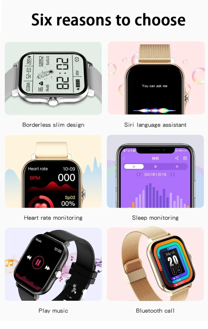 2024 Smart Watch Android Phone 1.44'' Inch Color Screen Bluetooth Call Blood Oxygen/Pressure Monitoring Smart Watch Women Men - Image 12