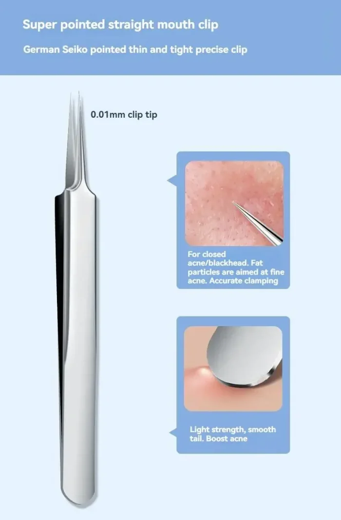 11Pcs Ingrown Hair Tweezers Acne Blackhead Removal Needles Black Dots Cleaner Pore Cleaner Deep Cleansing Face Skin Care Tools - Image 12