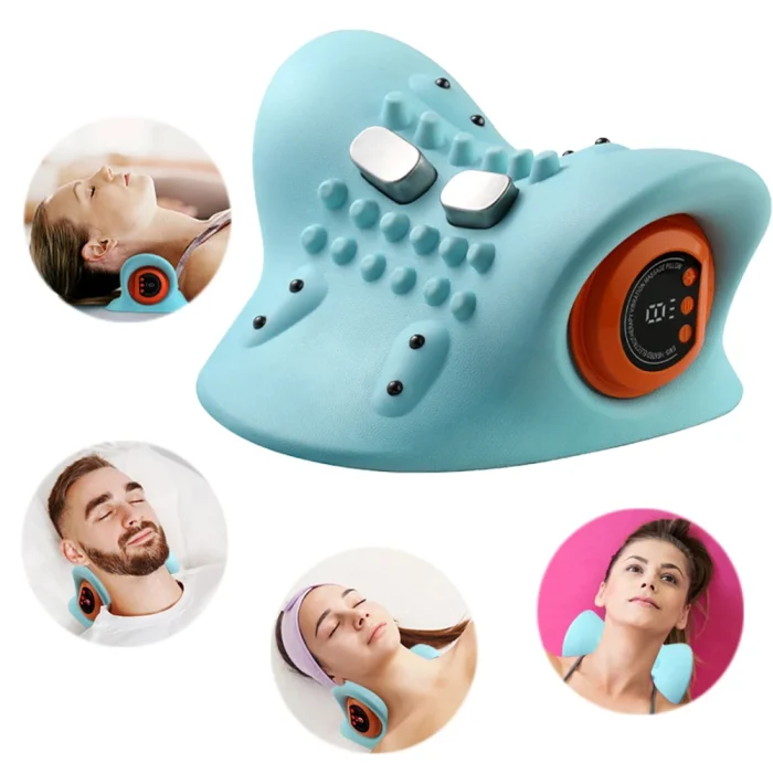 Electric Cervical Massager Neck Stretcher Pulse Traction Heating Pain Relif Chiropractic Traction Head Acupoint Massage Pillow - Image 19